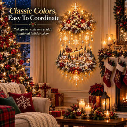Illuminated Christmas Tree & Village Wall Hanging