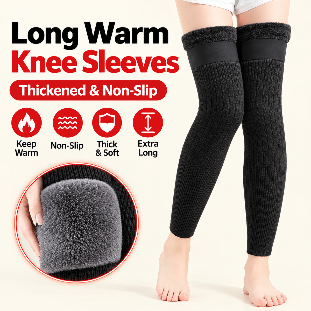 Fleece-Lined Long Knee & Leg Warmers for Women