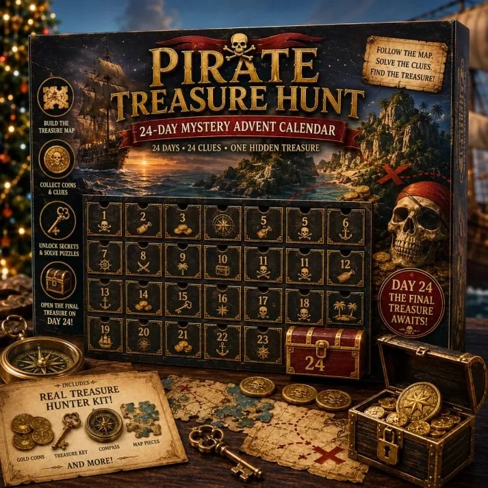 ⏳ 49% OFF – 🎁✨24-Day Mystery Adventure Advent Calendar Collection | 24 Clues, Hands-On Puzzles & One Final Reveal