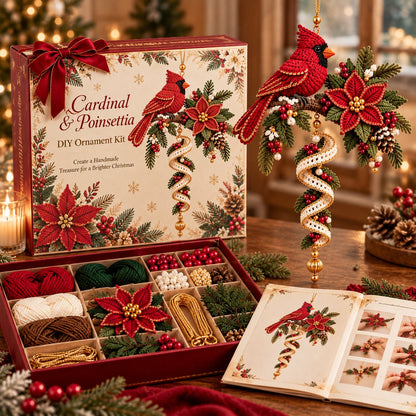 🎄❤️ Cardinal & Poinsettia DIY Ornament Kit