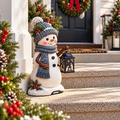 ⛄ Snowman Nativity Glow™ – Solar Christmas Step Light with Holy Family Projection
