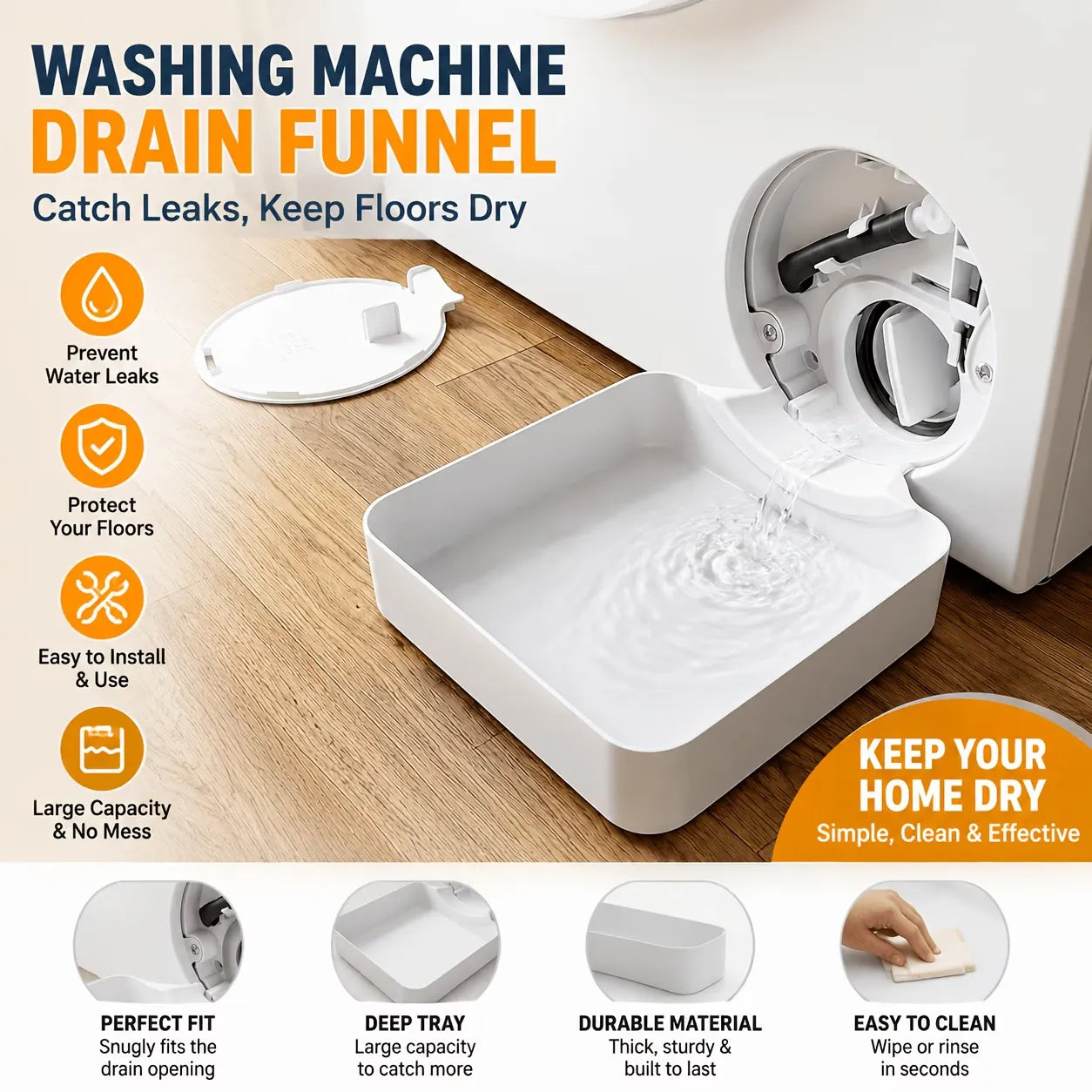 Prevents Water Overflow on the Laundry Floor✨Washing Machine Maintenance Water Catch Tray
