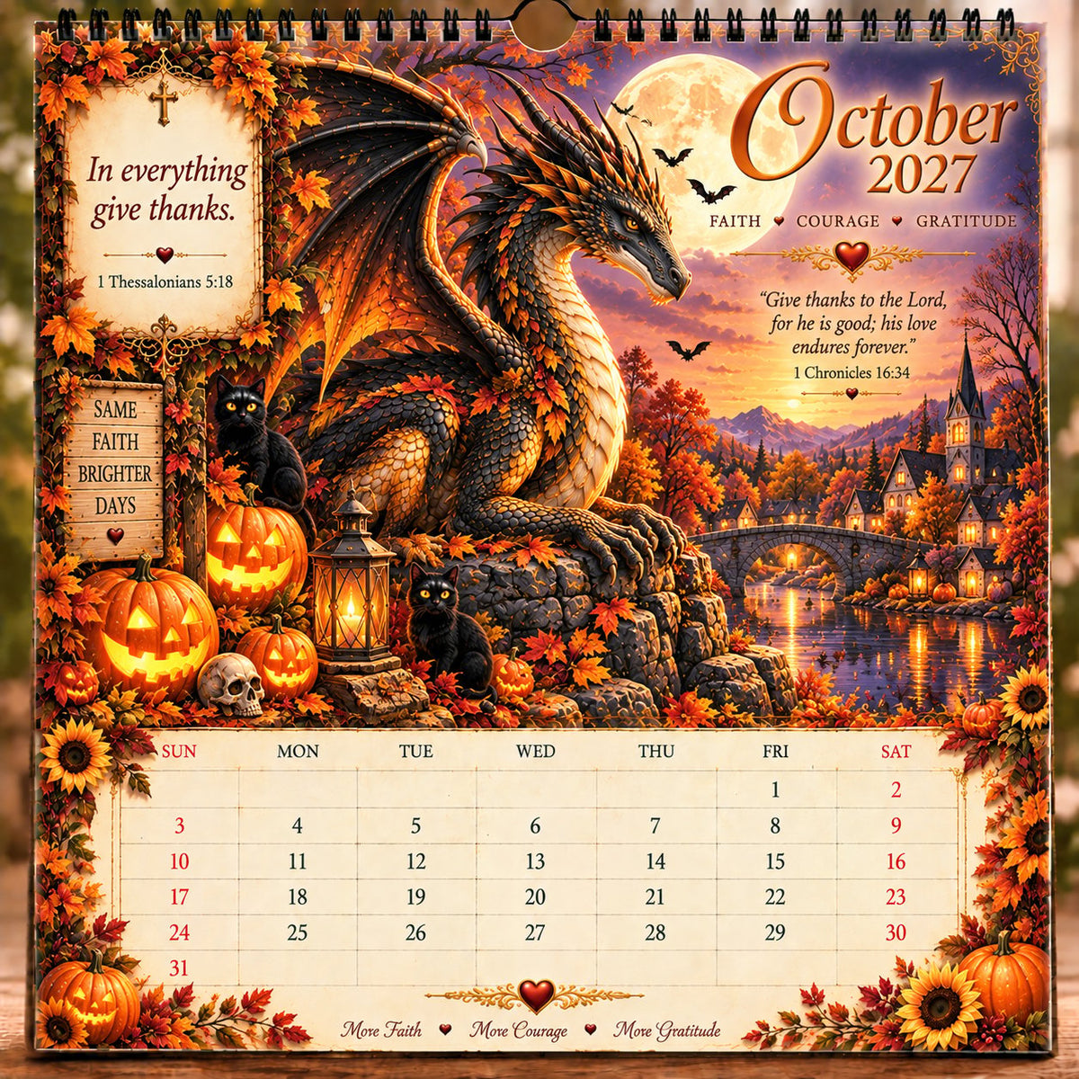 🐉📖2027 Dragon Seasons of Faith Calendar – 12 Fantasy Dragons, Scripture & Seasonal Christian Art