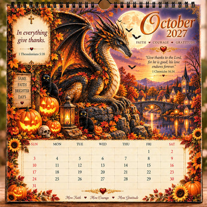 🐉📖2027 Dragon Seasons of Faith Calendar – 12 Fantasy Dragons, Scripture & Seasonal Christian Art