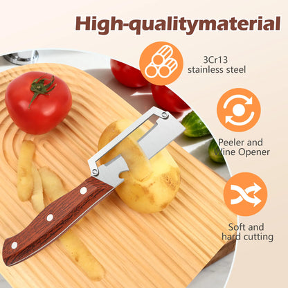 🔥WOVERSSY®Wooden-Handled Stainless Steel Sharp Peeler with Built