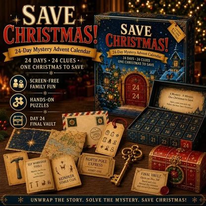 ⏳ 49% OFF – 🎁✨24-Day Mystery Adventure Advent Calendar Collection | 24 Clues, Hands-On Puzzles & One Final Reveal