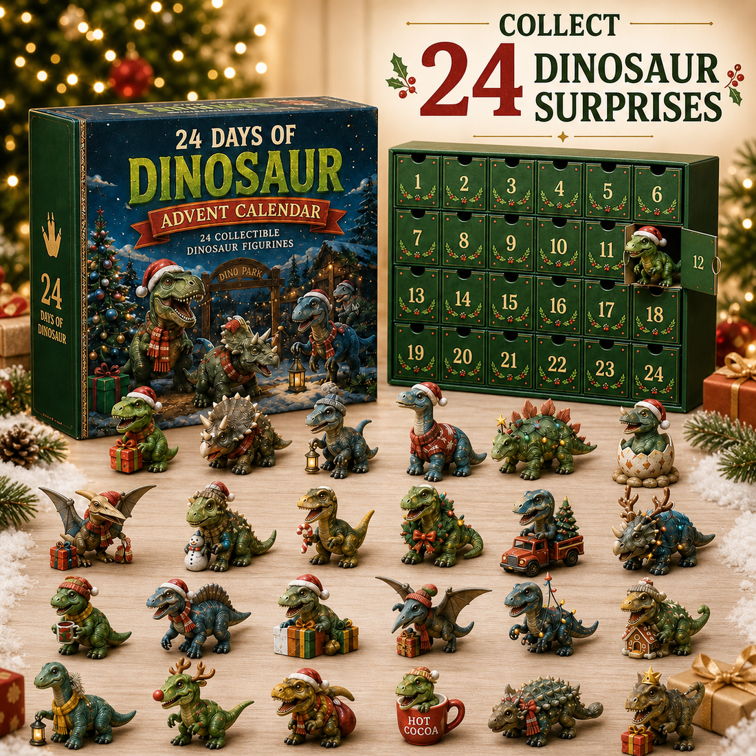 24 unique dinosaur Christmas surprises
