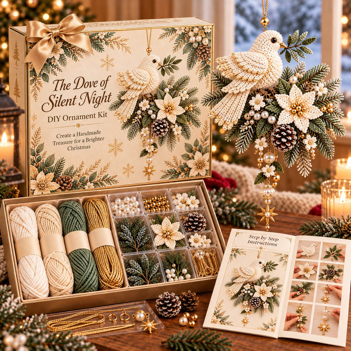 🎄❤️ Cardinal & Poinsettia DIY Ornament Kit