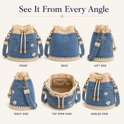 🔥HOT SALE 49% OFF✨👜Denim Crochet Bucket Bag