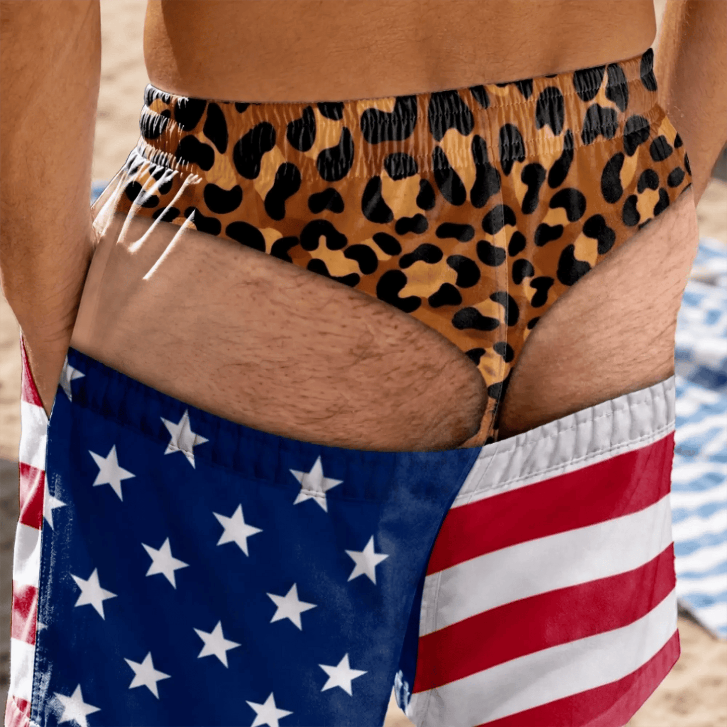 Funny Patriotic Men Swim Trunks - Personalized Birthday Gifts For Husband, Son, Grandson, Brother, Grandpa, Dad, Yourself - Warning Wide Load
