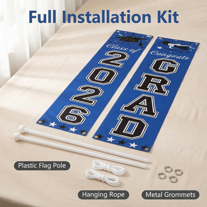🚩 Personalized Welcome Door Banners: Class of 2026 Graduation Sign & Porch Decor (Set of 2)