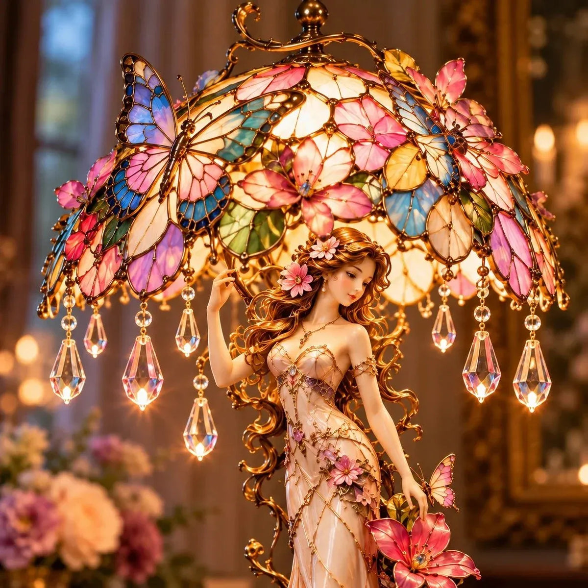 ⏳ Last Day 49% OFF – 🦋 Butterfly Blossom Fairy Light | Warm Floral Table Lamp with Crystal-Style Accents ✨