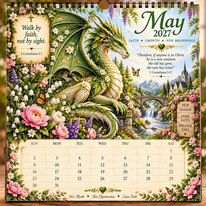 🐉📖2027 Dragon Seasons of Faith Calendar – 12 Fantasy Dragons, Scripture & Seasonal Christian Art