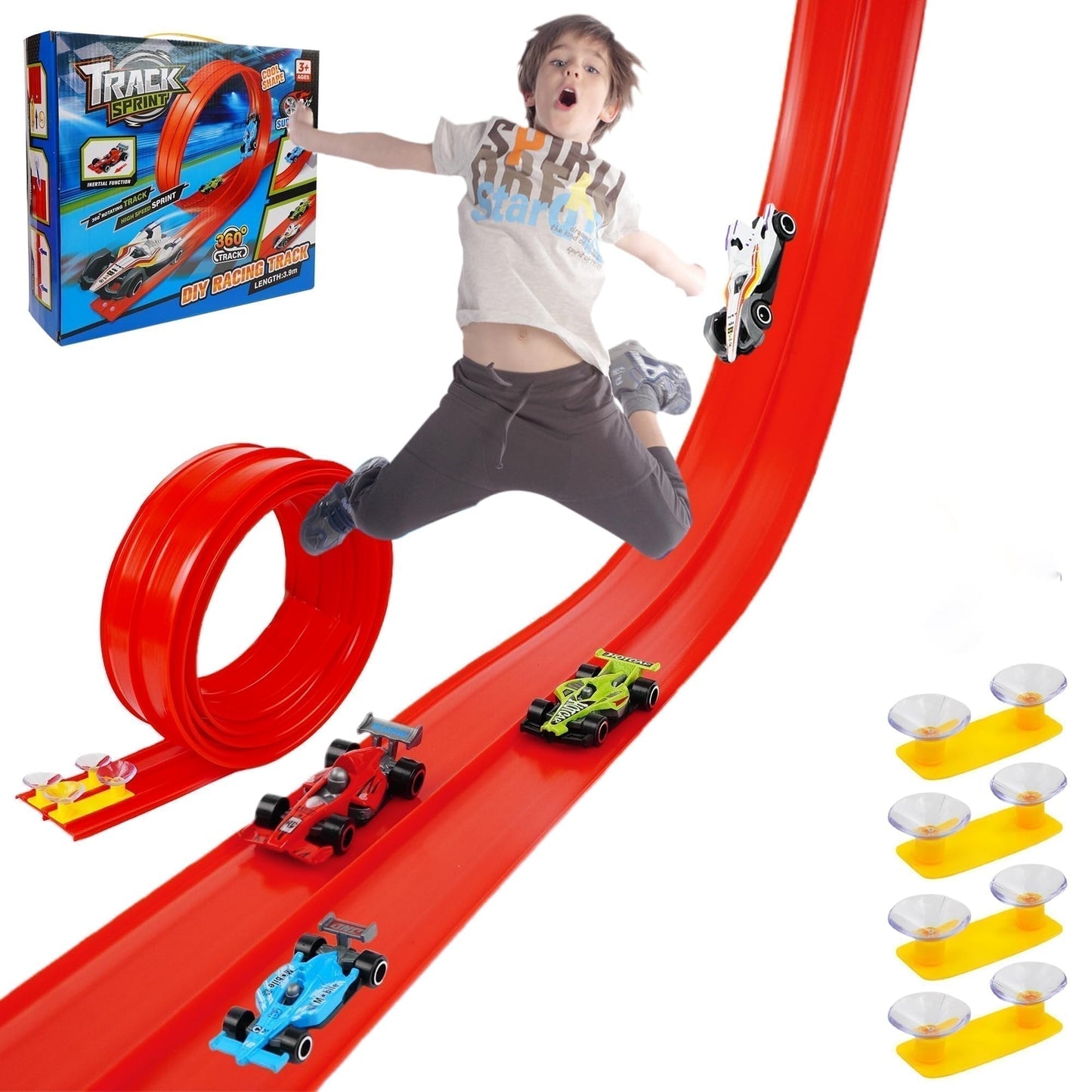 🎁Last Day Promotion 🔥🏎️DIY Children's Alloy Car Suction Cup Race Track