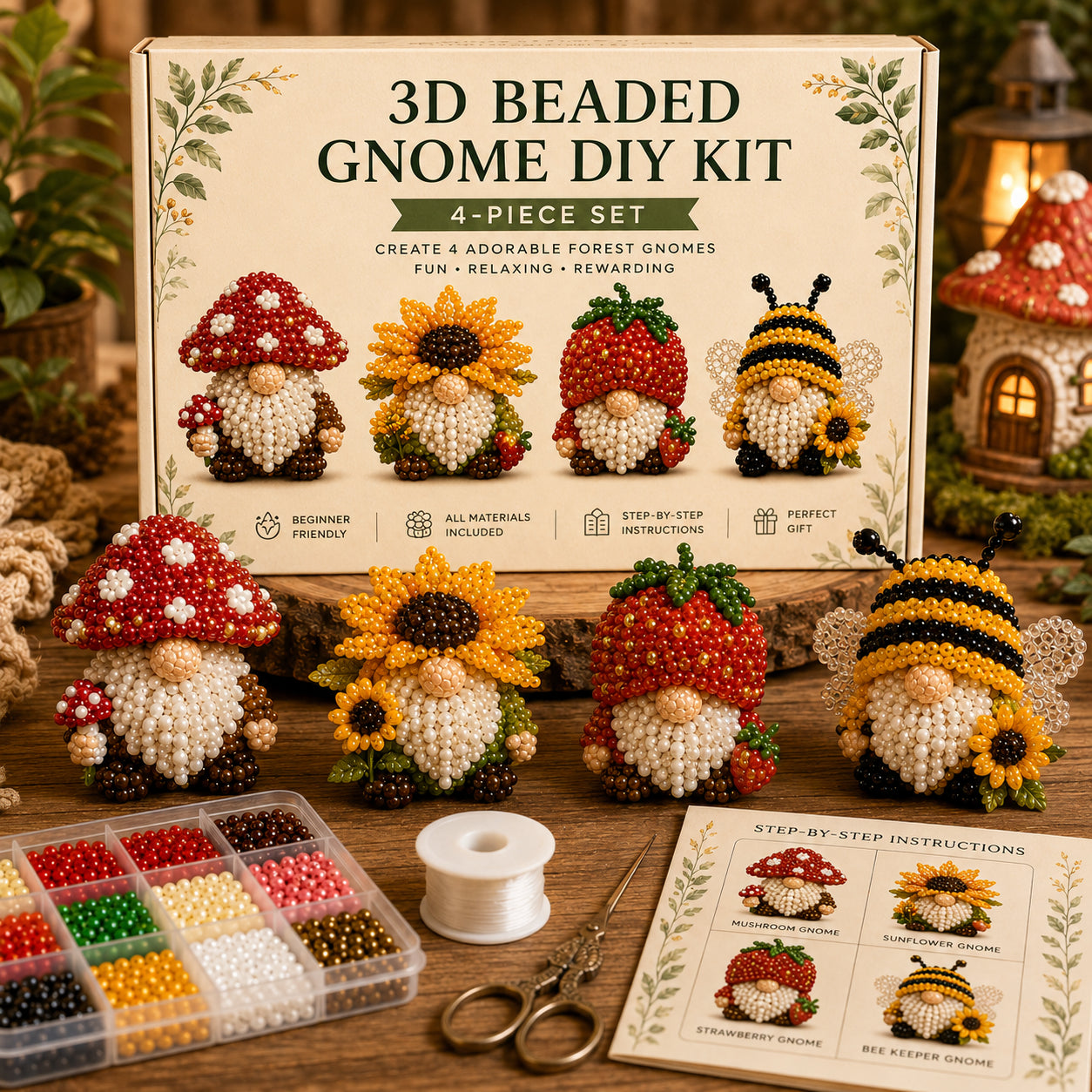 🔥Last Day 50% OFF🧵✨3D Beaded Gnome DIY Kit