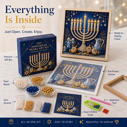 🎁 50% OFF Festival of Lights Sale - DIY Hanukkah Pearl Art Kit ✨