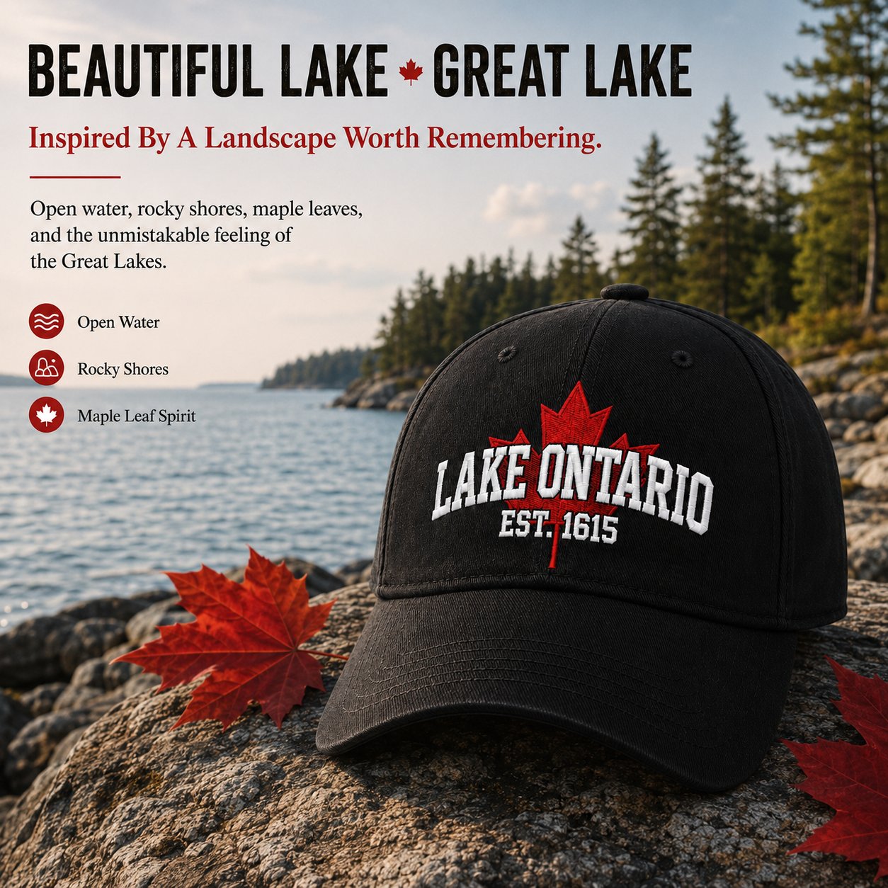 🔥LAST DAY 50% OFF -- 🍁Lake Ontario Forever – Heritage Embroidered Cap (🧢100% Cotton)