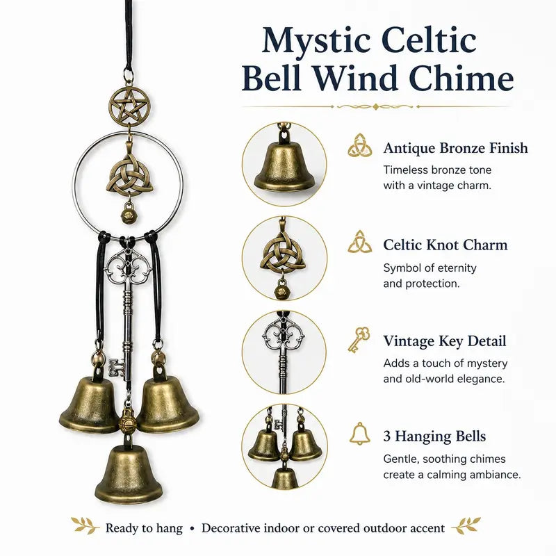 🔮 Witchy Hanging Bells – Vintage Gothic Pentagram Door Decor