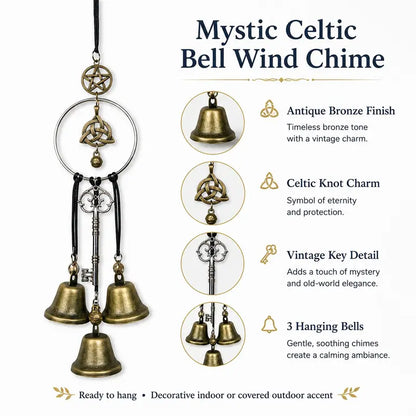 🔮 Witchy Hanging Bells – Vintage Gothic Pentagram Door Decor