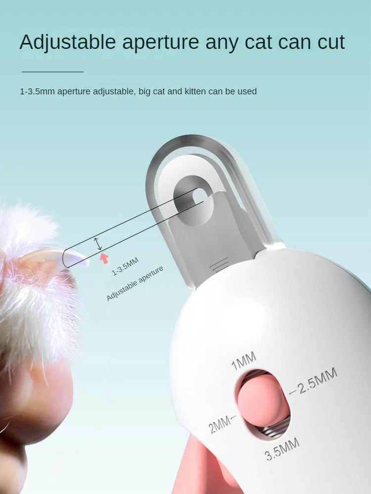 Cat Nail Clipper with 4-Size Adjustable Trimming Hole & Hidden Nail File