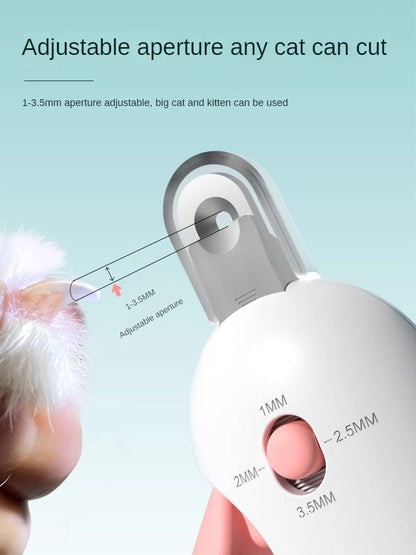 Cat Nail Clipper with 4-Size Adjustable Trimming Hole & Hidden Nail File