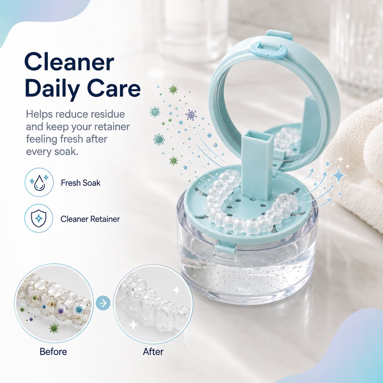 💧Last Day 50% OFF - Portable Retainer and Denture Cleaning Case with Magnetic Lifting Tray🦷✨