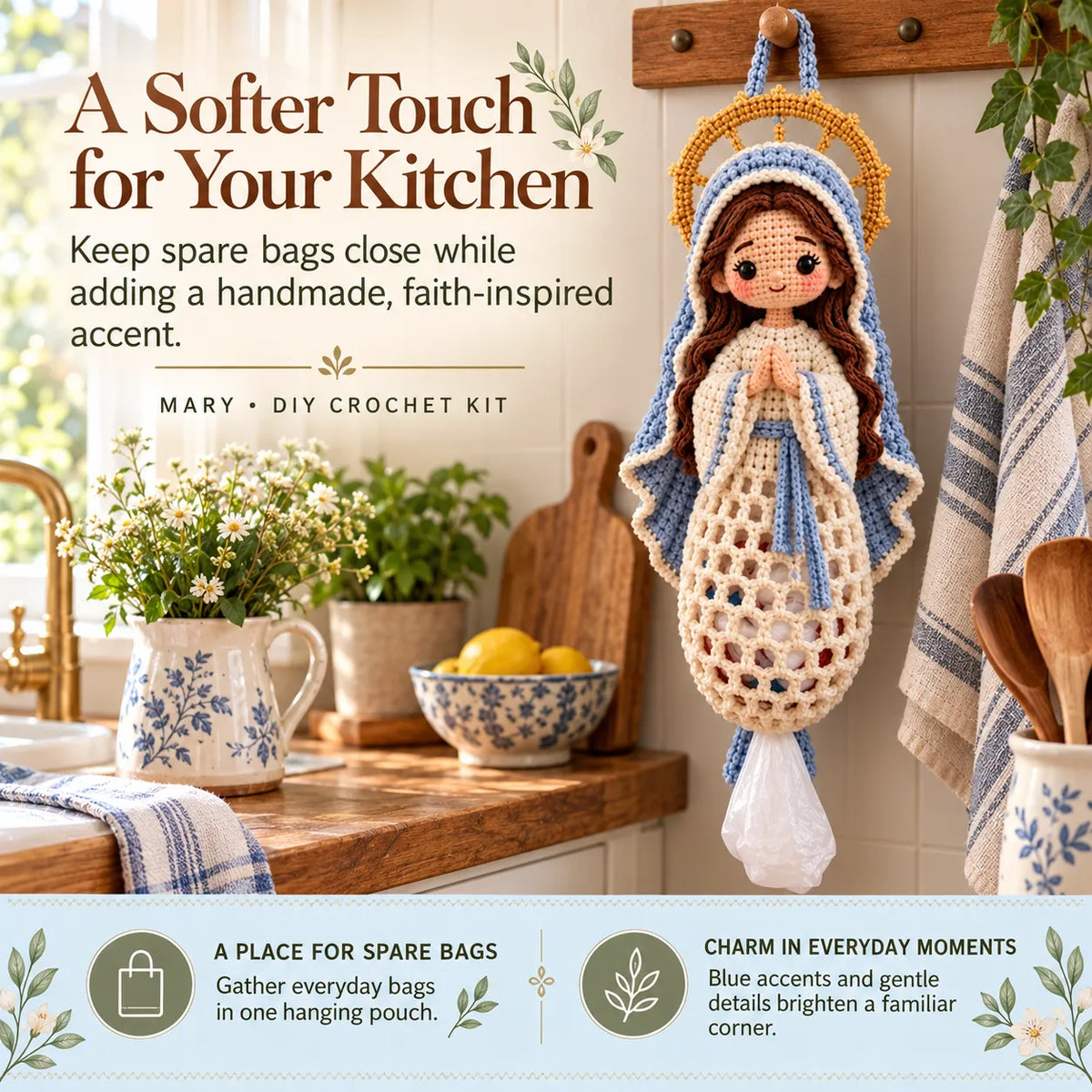 🧶 Beginner-Friendly Blessed Home Crochet Bag Holder DIY Kit | 4 Faith-Inspired Designs with Yarn, Tools & Guide Included ✝️