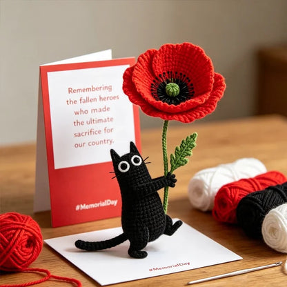 🔥HOT SALE 49% OFF🔥Unisex Memorial Day Poppy Cat Handcrafted Keepsake
