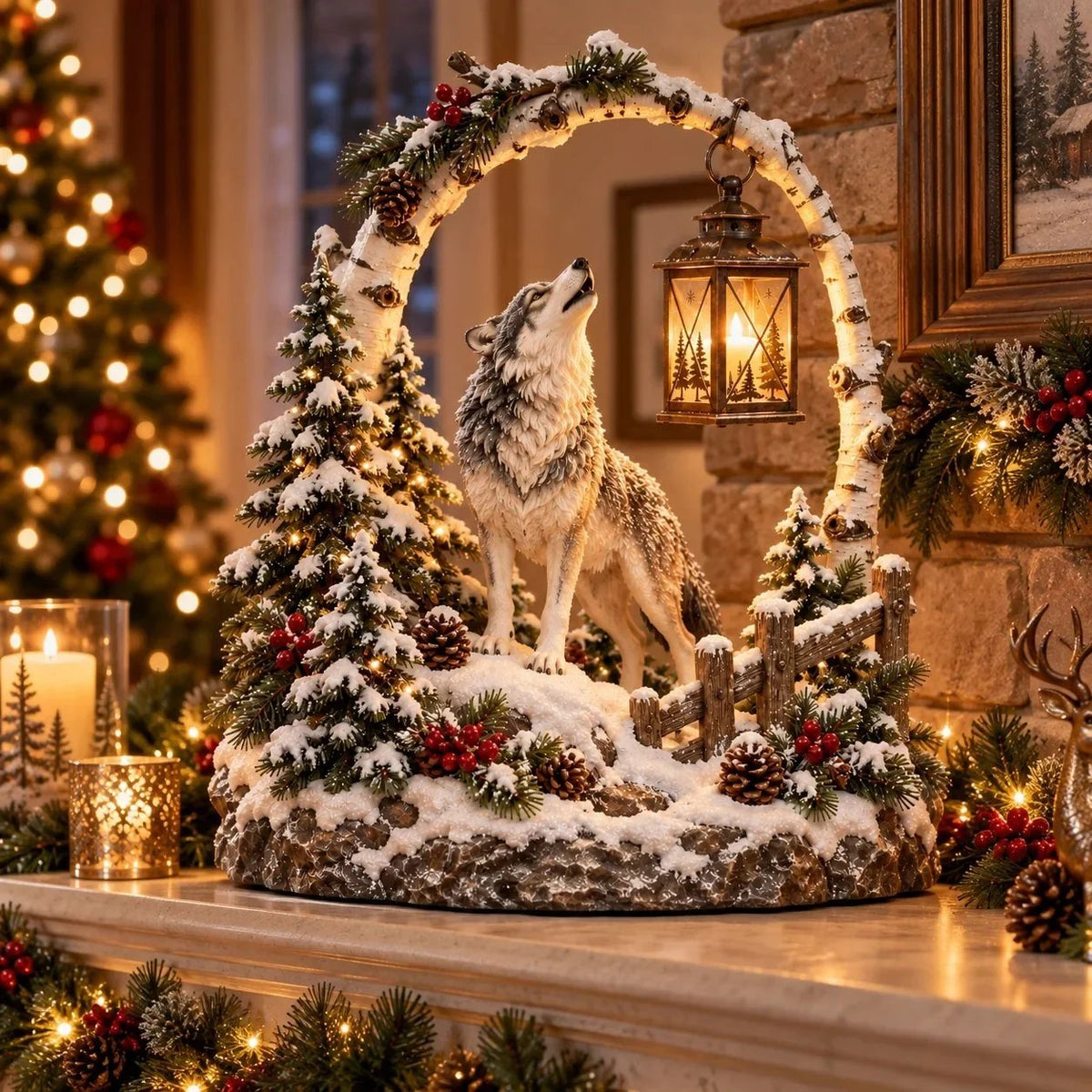 Woodland Christmas Lantern Collection – Lighted Forest Tabletop Decor