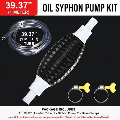 🔥LAST DAY 50% OFF - ⛽Manual Siphon Pump Kit with 1M Hose, Rubber Pump Bulb & 2 Hose Clamps, Liquid Transfer Pump for Fuel Water Oil, Car Boat Motorcycle