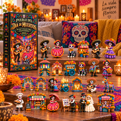 ⚡Pueblo del Día de Muertos 2026 – 24-Day Day of the Dead Collectible Countdown Calendar with 24 Unique Miniatures