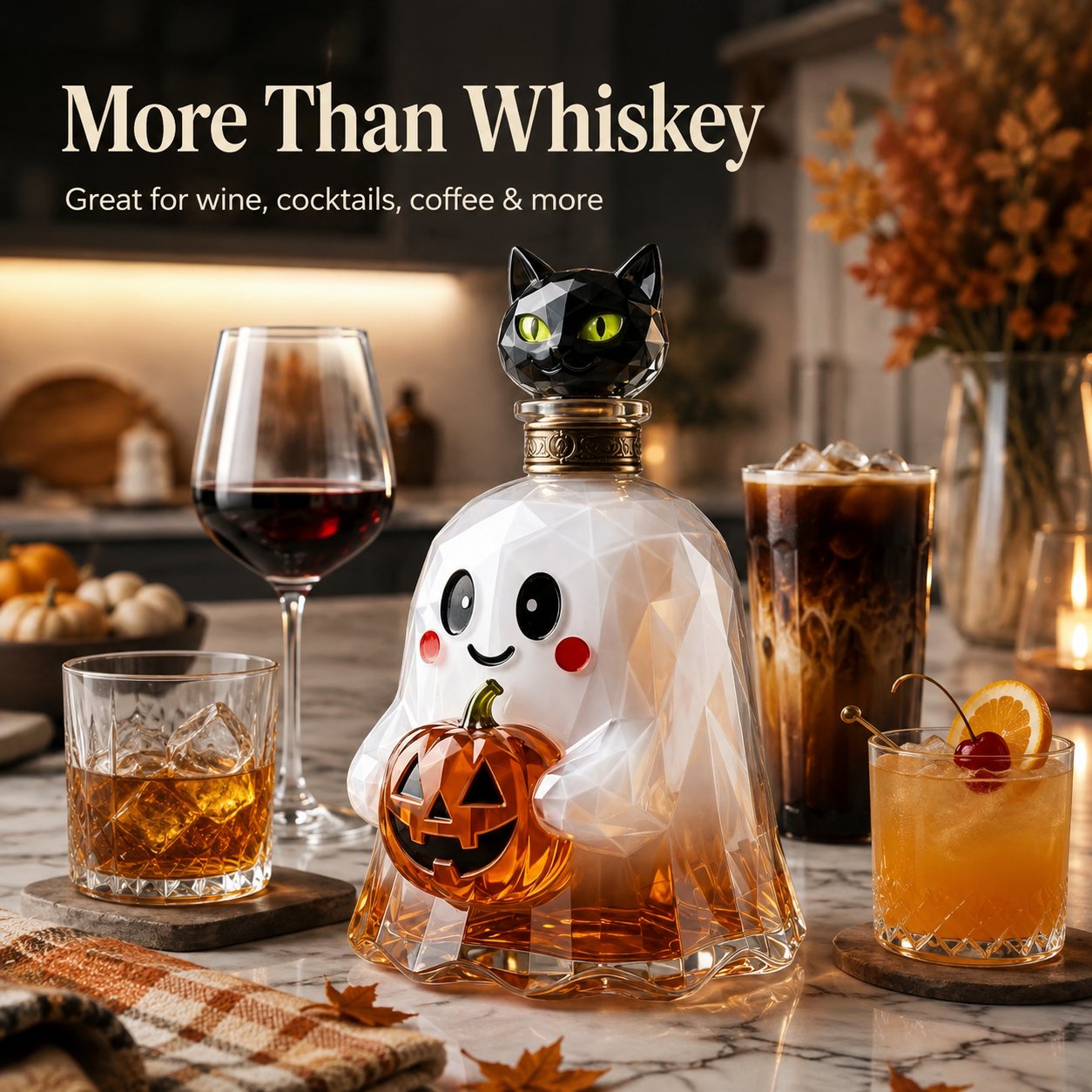 🔥Last Day 50% OFF - Ghost Pumpkin Halloween Decanter 🎃 Spooky Glass Whiskey Bottle