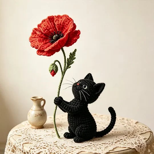 🔥HOT SALE 49% OFF🔥Unisex Memorial Day Poppy Cat Handcrafted Keepsake