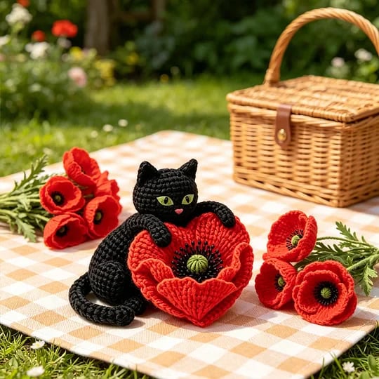 🔥HOT SALE 49% OFF🔥Unisex Memorial Day Poppy Cat Handcrafted Keepsake