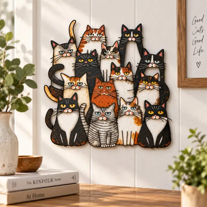 ⏰LAST DAY 50% OFF - Whimsical Cat Family Metal Wall Art😻🐾
