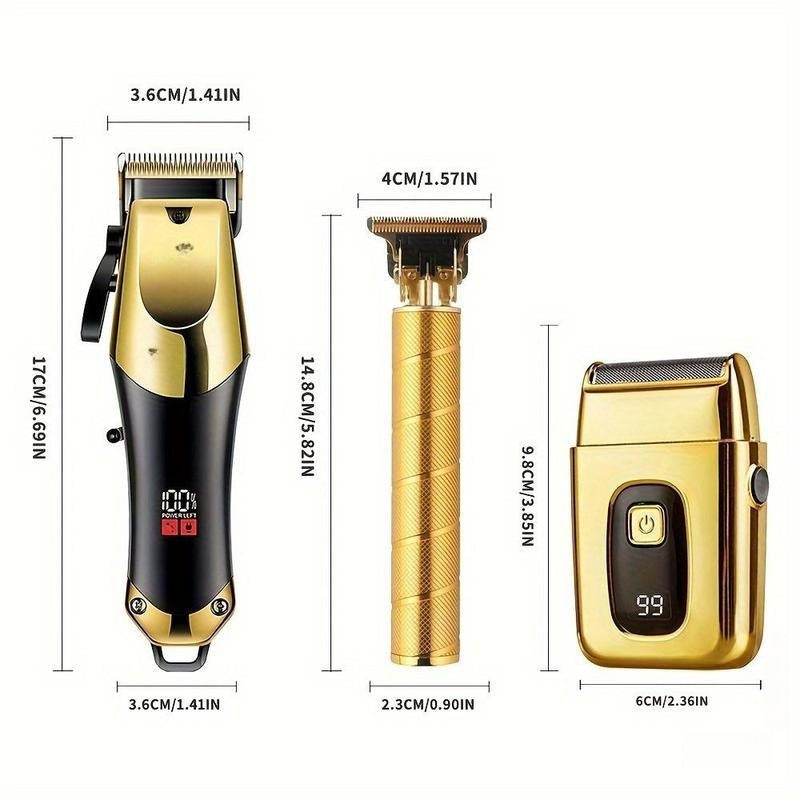 3-Piece Professional Hair Clipper and Trimmer Kit for Men