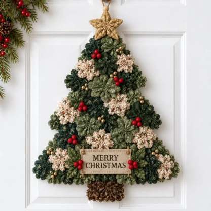 🎄✨Christmas Fabric Flower Door Hanging DIY Kit – Layered Holiday Décor