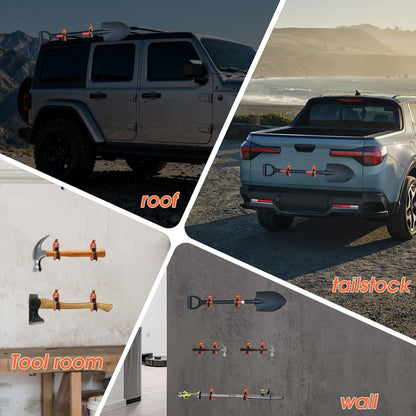 🔧All-Weather Metal Shovel Bracket | Rust-Proof Roof Rack Organizer Set – Holds Up to 124lbsA