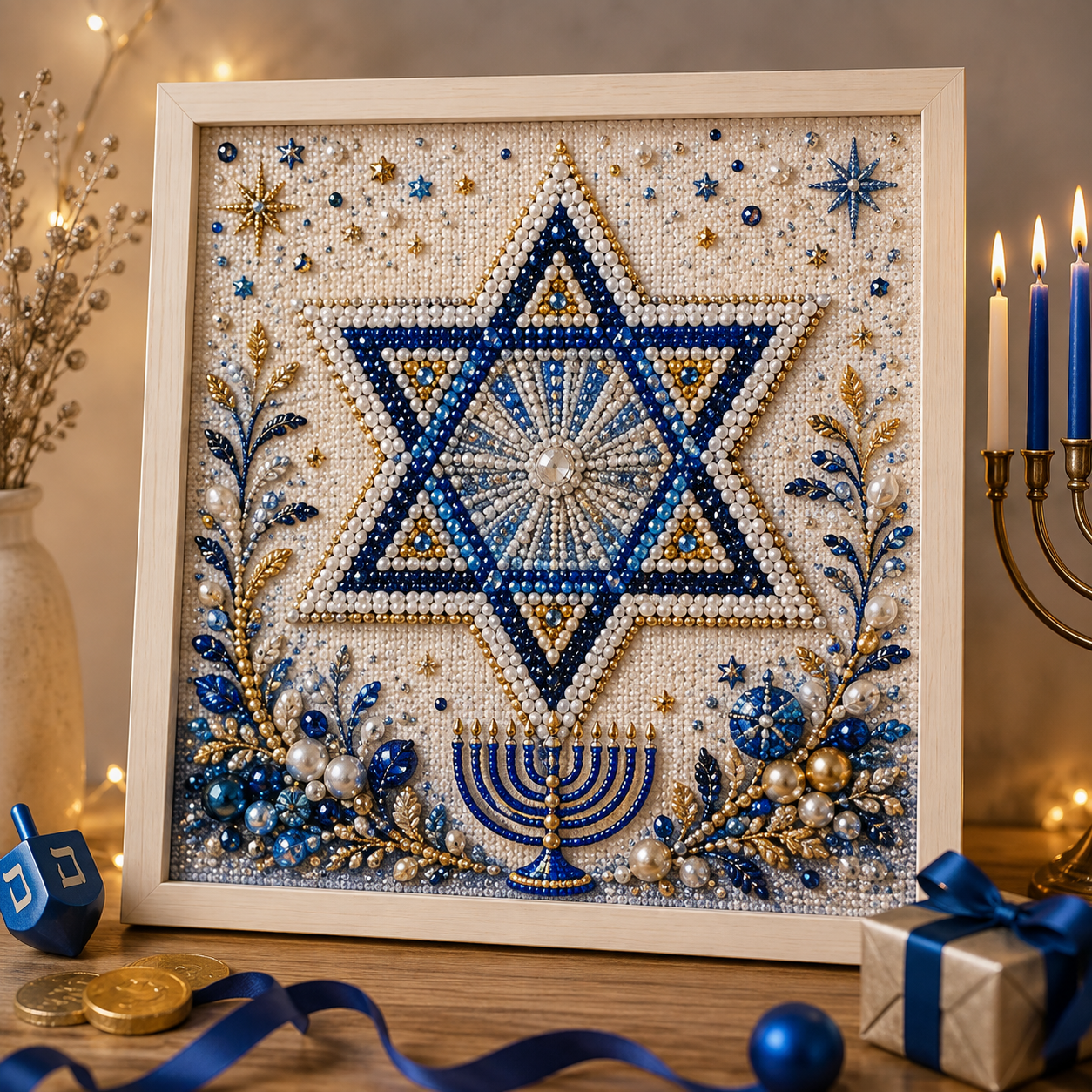 🎁 50% OFF Festival of Lights Sale - DIY Hanukkah Pearl Art Kit ✨