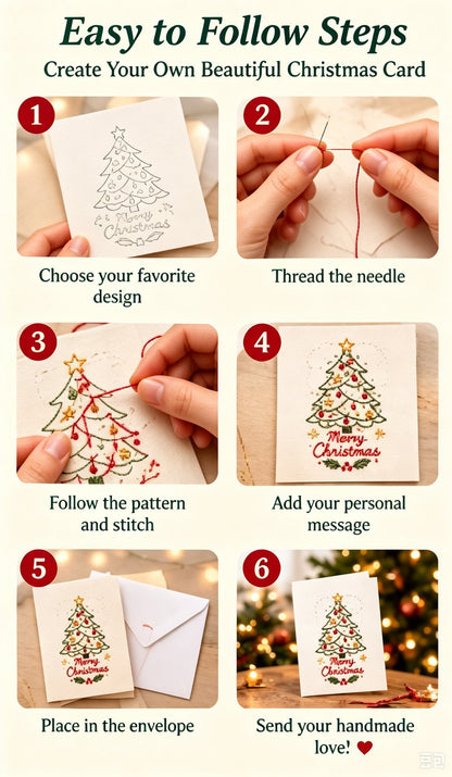 🔥LAST DAY 50% OFF - 🌲 🪡 Christmas Hand Embroidery Card DIY Kit | Stitch Your Way Into the Christmas Spirit ✨ 🎁