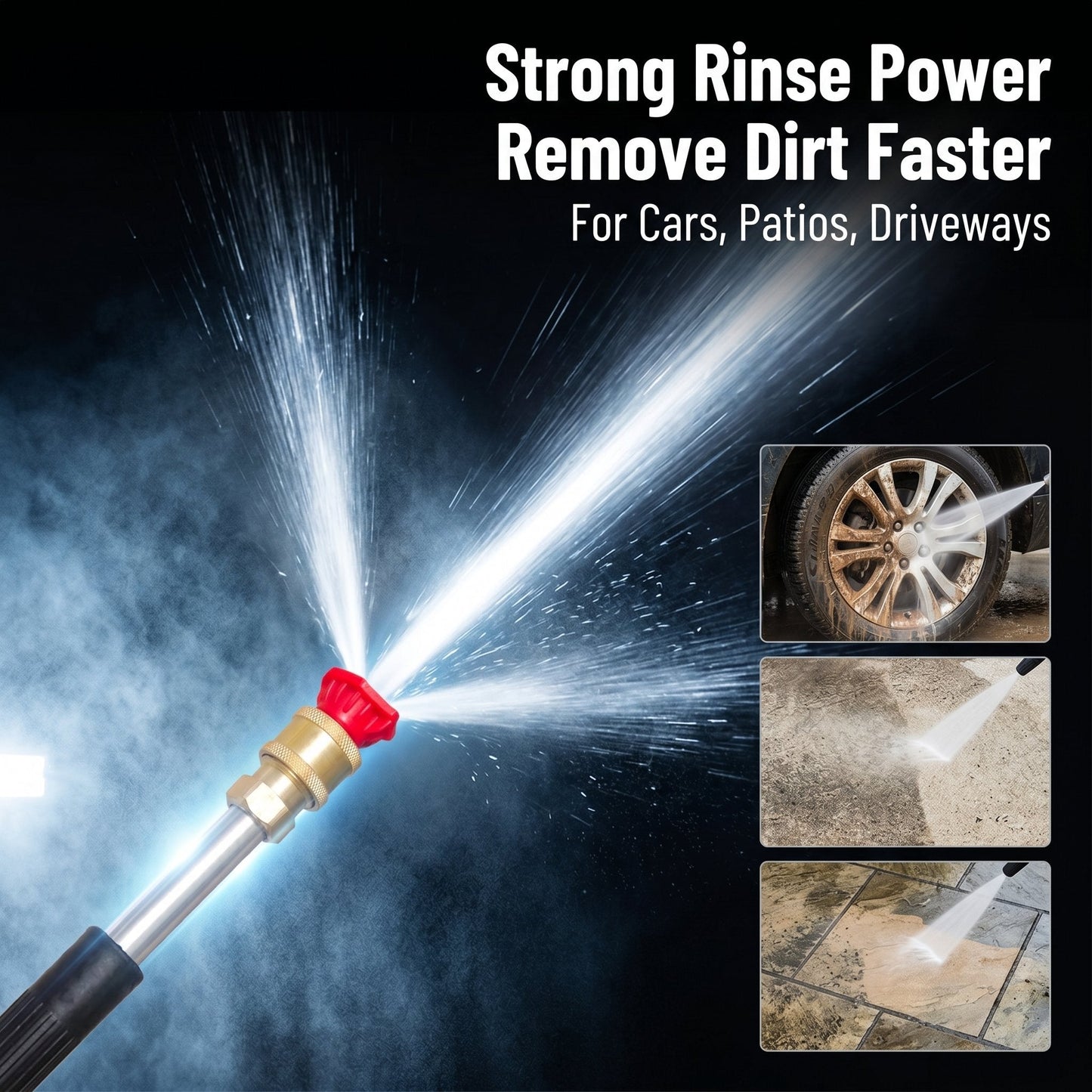 High-Pressure Water Gun – 3 Nozzles, Rustproof Aluminium Alloy, Effortless Deep Cleaning