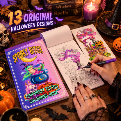 Temporary witchy body art for Halloween outfits and events