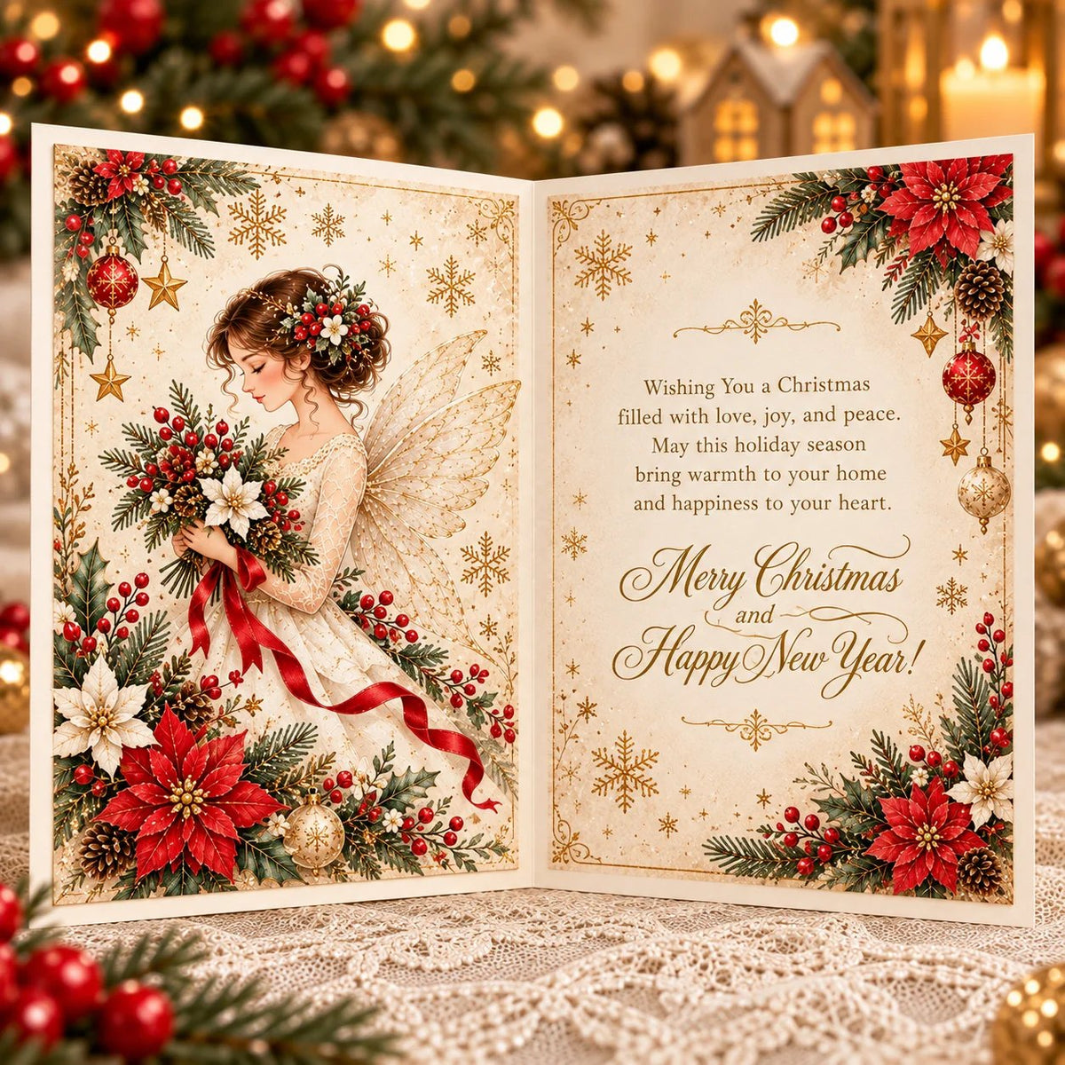 Inside message of 3D Christmas Angel greeting card