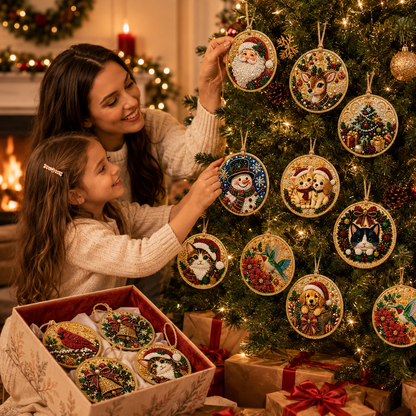 Family hanging handmade Christmas diamond painting ornaments