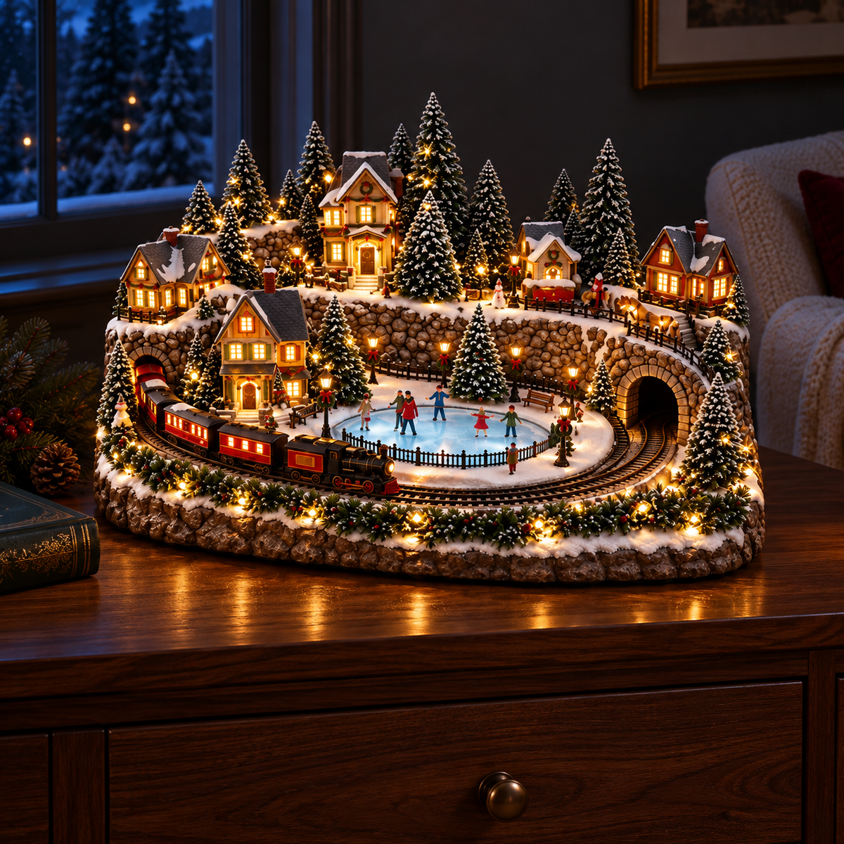 🔥 LAST DAY 49% OFF Merry Little Village Collection – Christmas Train & Storybook Village Tree