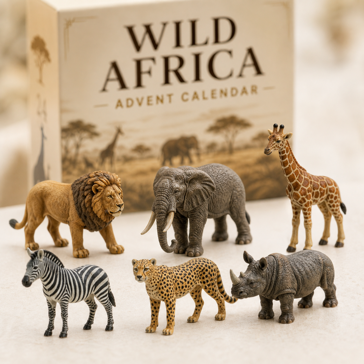 Close-up details of Wild Africa animal miniatures