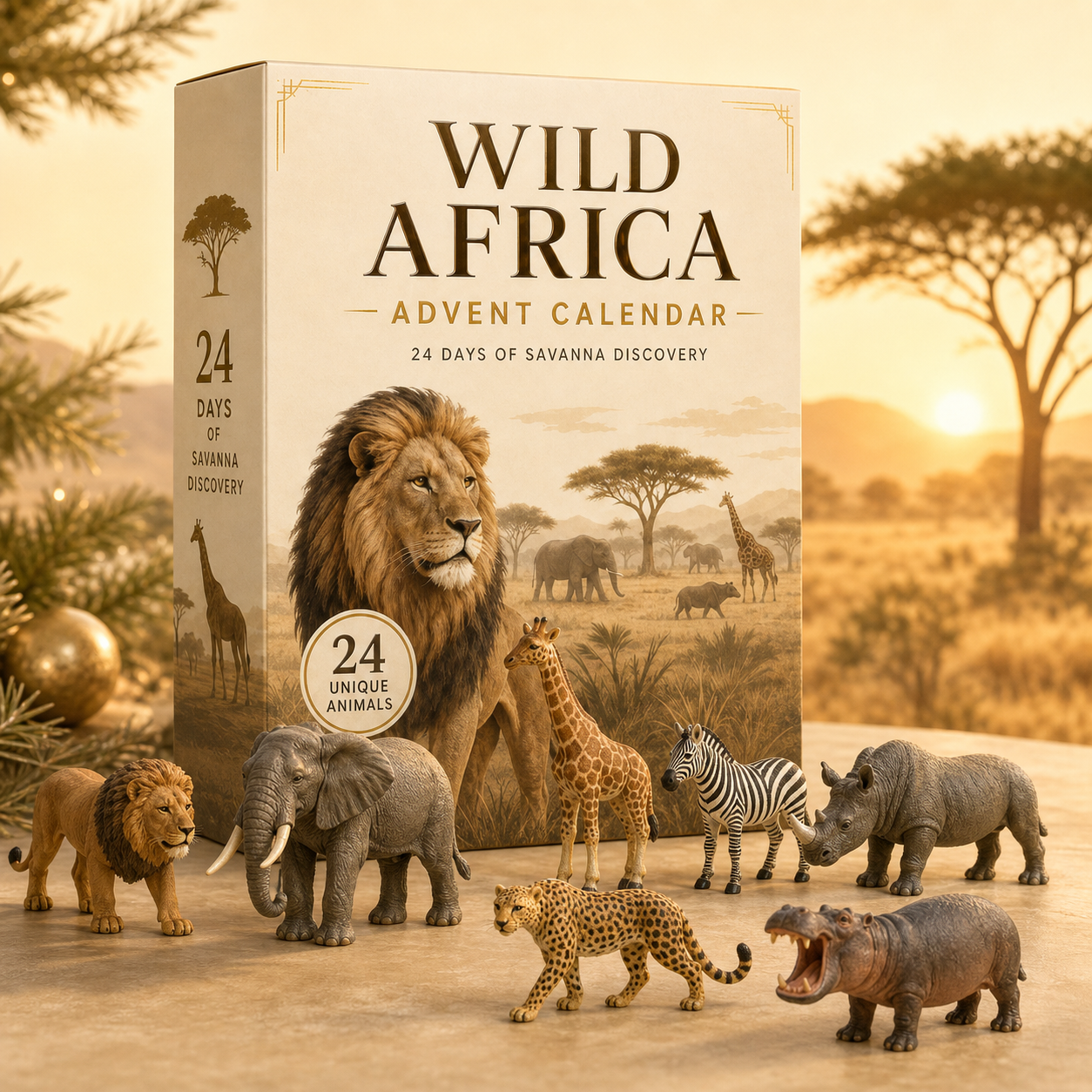 Wild Africa Advent Calendar with realistic African animal miniatures
