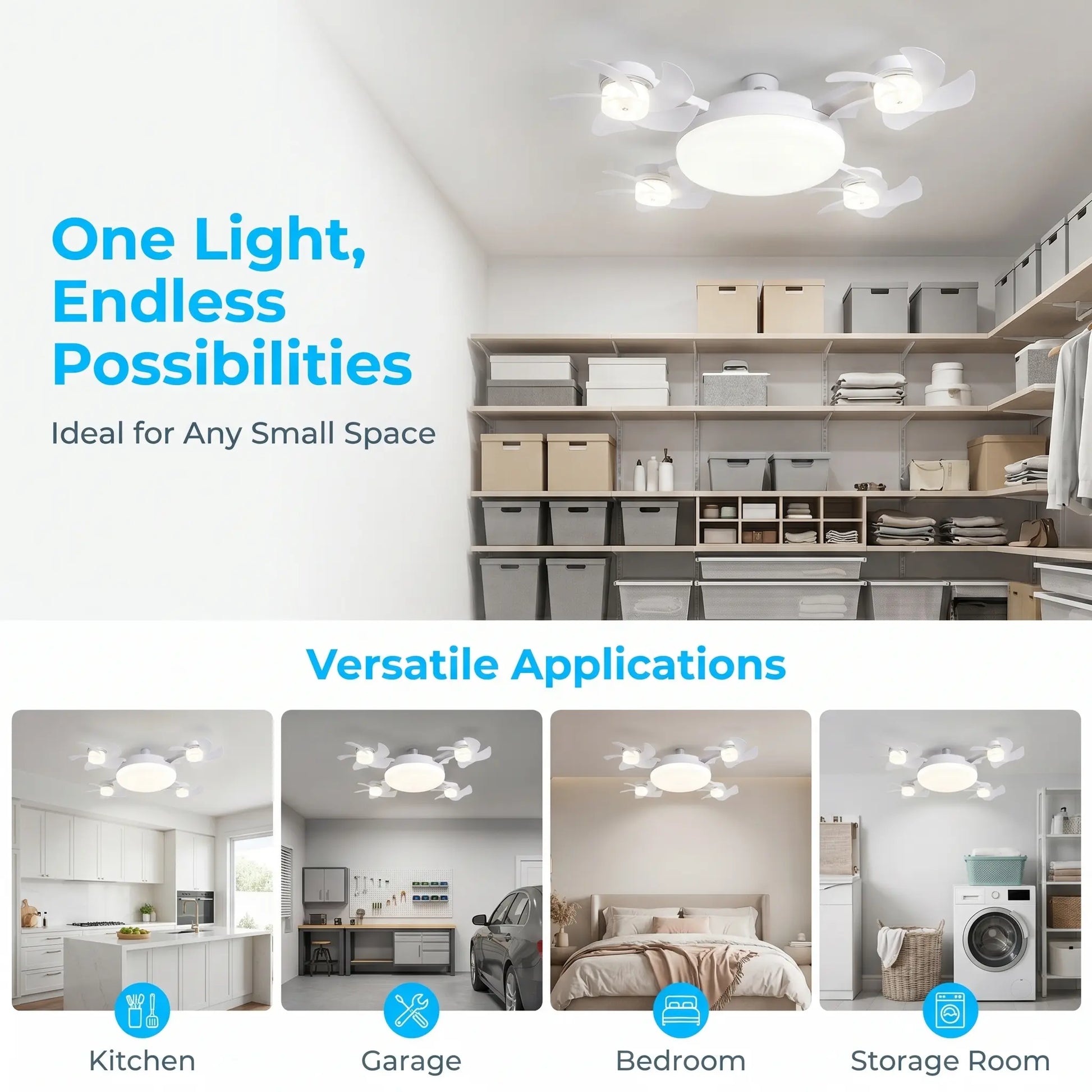 💡 E27 Socket Ceiling Fan Light – 2-in-1 LED Fan Bulb with Remote Control for Bedroom, Kitchen & Home Cooling