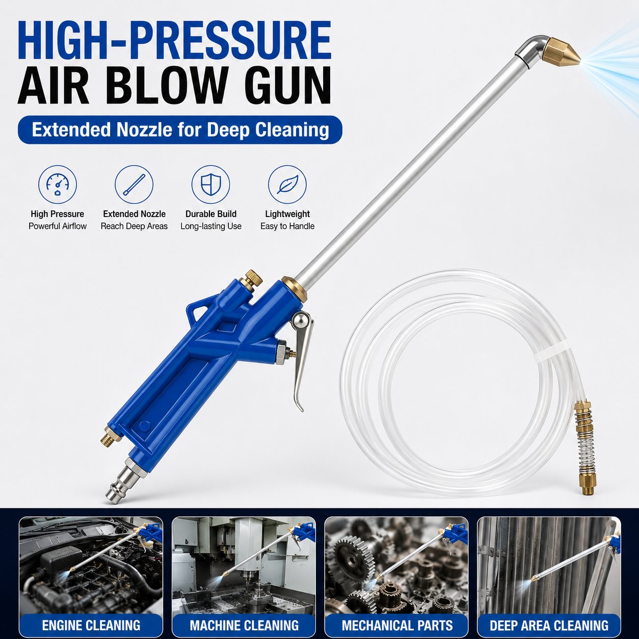 🔥LAST DAY 49% OFF - 🛠️💧High-Pressure Pneumatic Air Blow Gun with Extended Nozzle for Engine & Mechanical Deep Cleaning