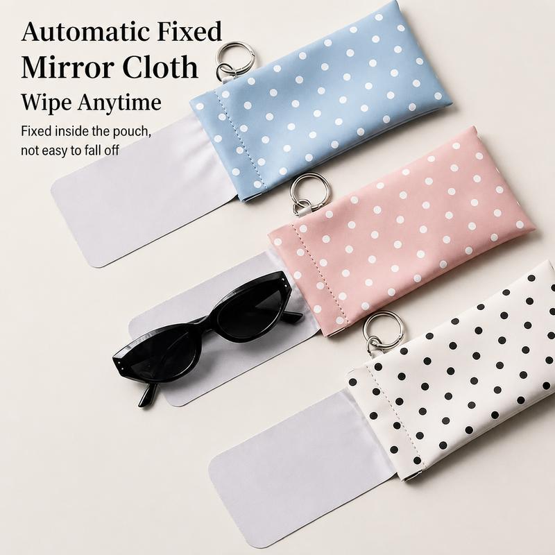Soft PU Leather Sunglasses Pouch Elastic Opening Eyeglasses Bag